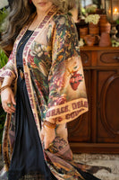 Sacred Heart Courage Dear Heart Opera Duster Kimono Robe w/