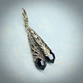 Jet Crystal Drop Earrings