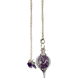 Glass Sephoroton & Amethyst Chips Pendulum