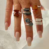 Blue Apatite Silver-Plated Adjustable Wrap Ring