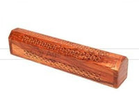 Carved Wood Incense Box Burner - 12"L