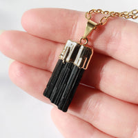 Black Tourmaline Pendant Gold Plated