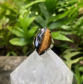 Tiger's Eye Marquis Adjustable Ring
