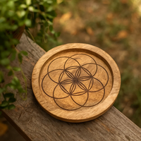 15cm - Seed of Life Mango Wood Crystal Grid Tray
