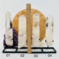 Crystal Quartz Point with Phantoms on Stand (#04)