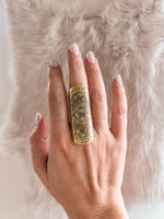 7 - Long Etched Brass Ring