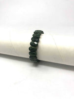 Green Jade Faceted Oval Beads Bracelet (#107)