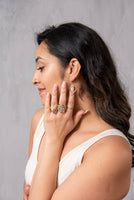 7 - Moonstone Cluster Brass Ring