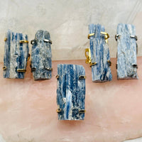 Blue Kyanite Rod Ring - Gold Band