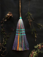 SALE Red/Black/Poppy -Crossroads, Big Boss Witch Sweeper Broom - Rune-Engraved Handle