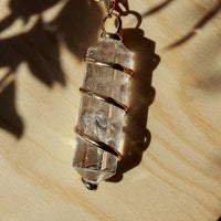 Gold Wrapped Clear Quartz Pendant - Clear Quartz Jewelry