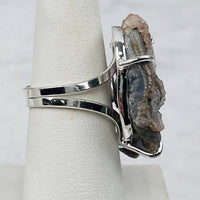 Silver Chalcedony Galaxy Druzy Crystal Ring