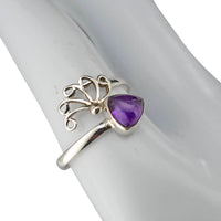 Amethyst Sterling Silver Adjustable Ring