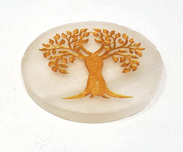Tree of Life Selenite Coaster / Altar Tile (3")
