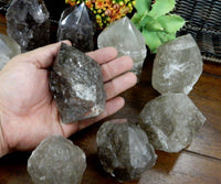 500-600g.- Crystal Raw Smoky Quartz Semi-Polished Point