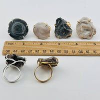 Silver Chalcedony Galaxy Druzy Crystal Ring
