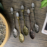 Gunmetal Clear Quartz Herb Spoon