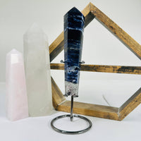 Sodalite Crystal Polished Point on Stand