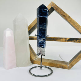 Sodalite Crystal Polished Point on Stand