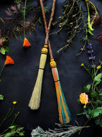 Malachite & Poppy / Black Cord / Mustard Woven Top - Cobwebber Broom