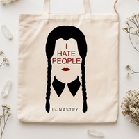 Wednesday Addams "I Hate People" Tote Bag - Cotton