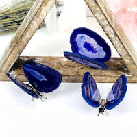 Black Butterfly Crystal Agate Druzy on Stand