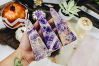 Crystal Amethyst Chevron Obelisks (300–400g)