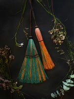 Altar Besom Broom (Short Handle) - Natural / Red / Black, Ash Handle
