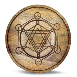 Metatron Mango Wood Crystal Grid Tray 30 cm