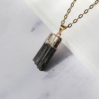 Black Tourmaline Pendant Gold Plated