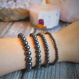 Hematite Beaded Bracelet - Brazil: 8mm