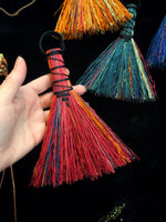 Malachite with Black Cord - Hawk Tail, Hand-Dyed Altar Broom 5-6"