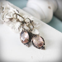 Rosé Champagne Faceted Glass Edwardian Drop Earrings