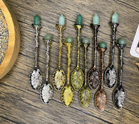 Gold Green Aventurine Crystal Spoon