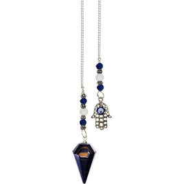 Blue Tiger Eye + Fatima Hand Pendulum