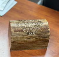 C Wood Storage Box - Treasure Chest, Celtic Cross (9 × 6 × 6")