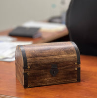 Wood Storage Box - Treasure Chest, Antique (9 × 6 × 6")