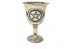 Pentacle Brass Chalice - Silver Finish (5")