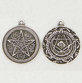 Solid Pentacle Wicca Pewter Pendant