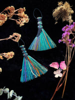 Hand-Dyed Altar Broom 5-6" - Hawk Tail, Blue with Black Cord