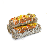 White Sage Smudge Stick, Rose & Cinnamon - Indian Summer (4 in.)