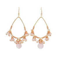 Rose Quartz Crystal Bead Drop Earrings
