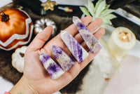 Crystal Amethyst Chevron Obelisks (300–400g)