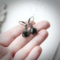 Black Cushion Cut Crystal Drop Earrings in Vintage Style