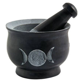 Triple Moon Mortar & Pestle in Black (4"D × 3"H)