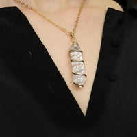 Gold Wrapped Clear Quartz Pendant - Clear Quartz Jewelry