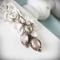 Rosé Champagne Faceted Glass Edwardian Drop Earrings