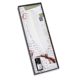 White - Turkey Quill Nib Pen & Ink Set