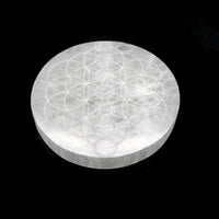7 Chakras Selenite Charging Plate - Round (4 in.)