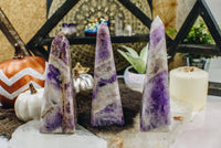 Crystal Amethyst Chevron Obelisks (300–400g)